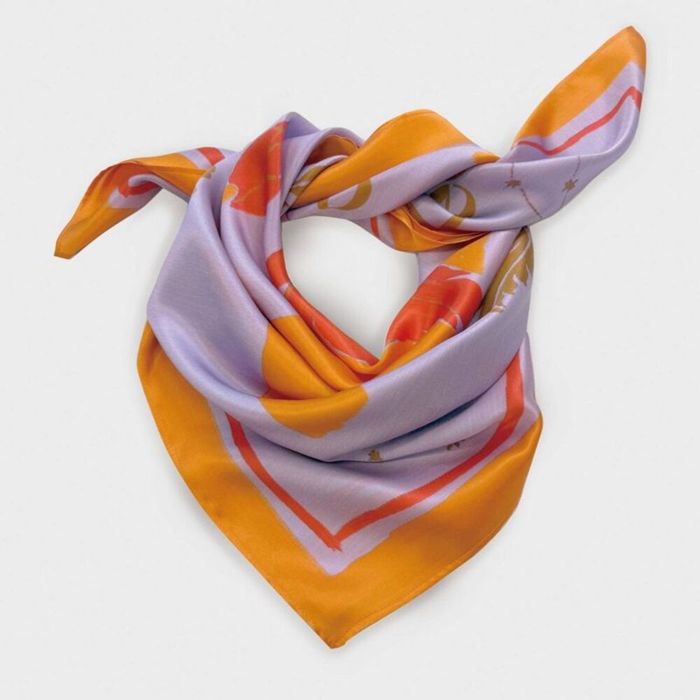 Women's Zodiac Printed Square Silk Scarf "Leo" - A New Day Purple